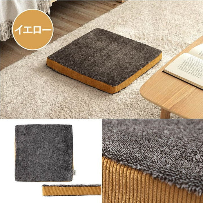 クッション シート コーデュロイ風 低反発 約40×40cm ブルー レッド イエロー ihk-1223300040232の画像