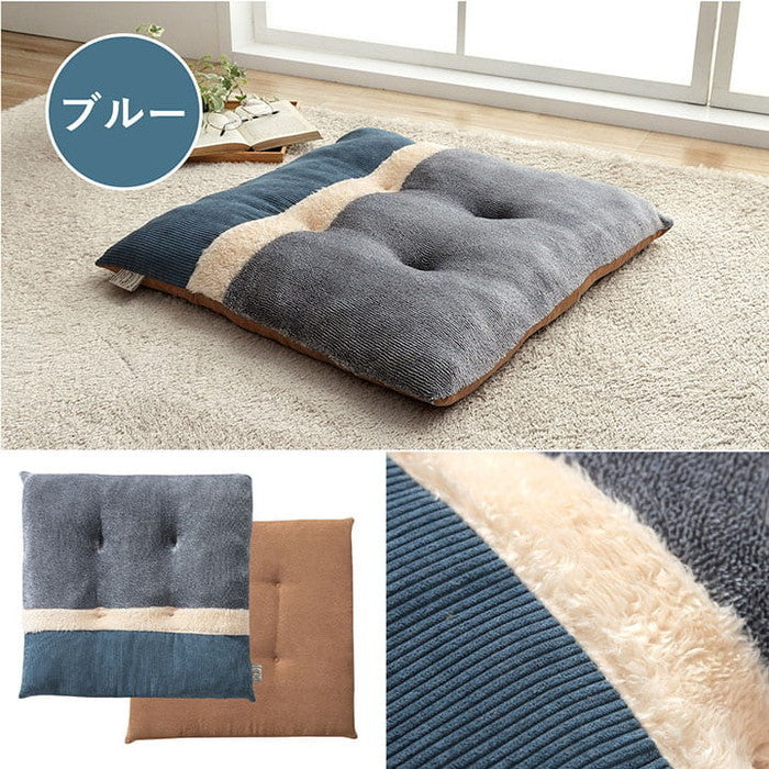 クッション リビング用 あったか シート コーデュロイ風 約50×50cm ブルー レッド イエロー ihk-1223300040691の画像