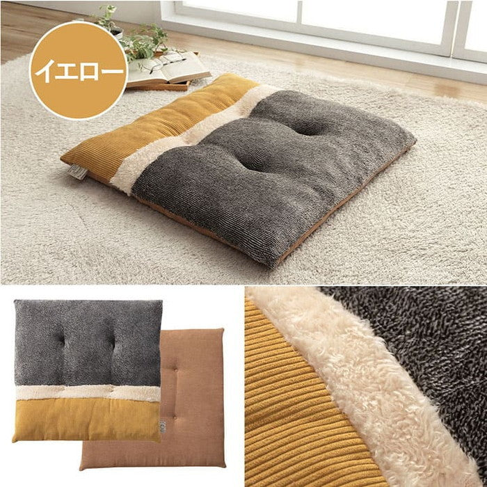 クッション リビング用 あったか シート コーデュロイ風 約50×50cm ブルー レッド イエロー ihk-1223300040691の画像