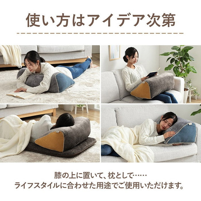 クッション リビング 寄りかかり あったか コーデュロイ風 スマホ リラックス 約60×40×25cm ブルー レッド イエロー ihk-1223300041091の画像