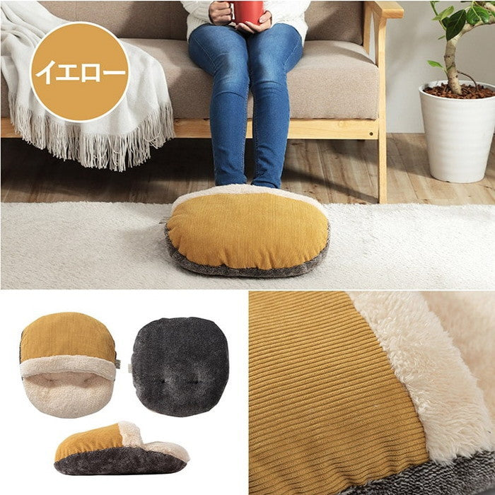 クッション 足ポカ ゆったり あったか 足元 洗える コーデュロイ風 約40×45cm ブルー レッド イエロー ihk-1223300043491の画像