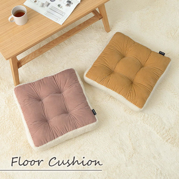 クッション シート おしゃれ くすみカラー コーデュロイ調 約45×45×8cm ピンク イエロー ihk-1224120221891の画像