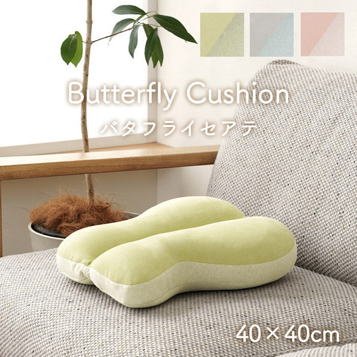 クッション 腰当 ちょう バタフライ パステル グリーン 約40×40cm グリーン グレー ピンク ihk-1224470120735の画像