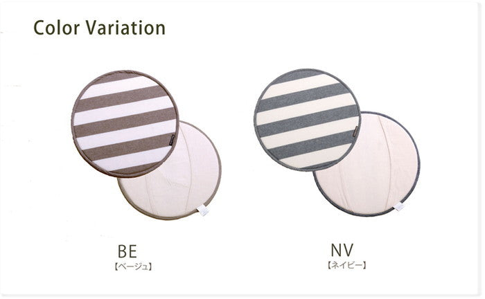 ハンドルカバー クッション ベーシック ボーダー 綿100% インド綿 ロカ ハンドルカバー 約43cm丸 ベージュ ネイビー ihk-1230290020102の画像