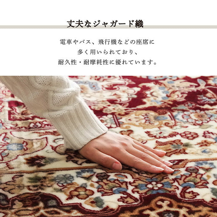 ラグ 長方形 オールシーズン 洗える 軽い コンパクト メダリオン柄 約200×250cm ホットカーペット対応 ブラウン ワイン ihk-1270490063201の画像