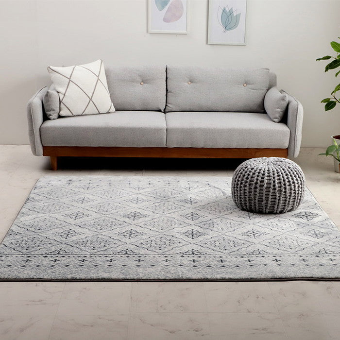 ラグ カーペット 手洗い 長方形 滑りにくい ジャガード織 モロッカンテイスト おしゃれ クッション性 約200×240cm 約3畳 床暖房 ホットカーペット対応 こたつ敷布団 ベージュ グレー ihk-1272330023101の画像