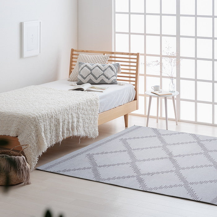 ラグ カーペット ベニワレン柄 シンプル 撥水 手洗い ボリュームラグ ホットカーペット対応 床暖房対応 約200×250cm グレー アイボリー ihk-1274040133201の画像