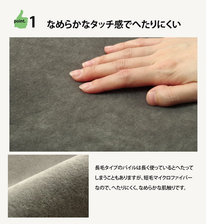 ラグ カーペット 3畳 洗える 無地 イーズ 約220×220cm 裏:すべりにくい加工 ホットカーペット対応 ベージュ グリーン グレー アイボリー ネイビー ピンク ihk-1280050020903の画像