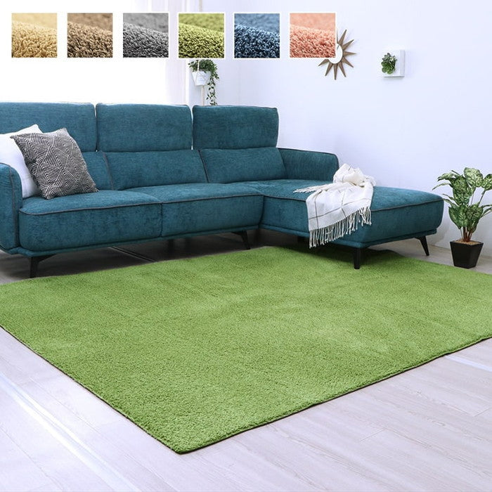 ラグ 長方形 ミックスパイル オシャレ ナチュラル 洗える 滑りにくい加工 オーバーロック コンパクト オールシーズン 約1畳 約90×185cm 床暖房 ホットカーペット対応 ベージュ ブラウン グリーン グレー ネイビー ローズ ihk-1280400021103の画像