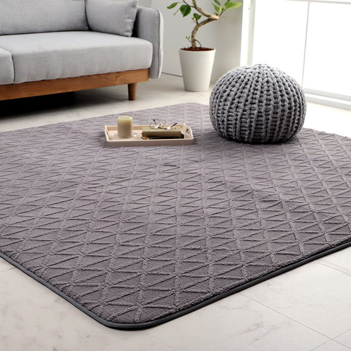 ラグ カーペット 手洗い 長方形 滑りにくい ジャガード織 幾何柄 おしゃれ クッション性 約200×240cm 約3畳 床暖房 ホットカーペット対応 こたつ敷布団 グレー アイボリー ihk-1281100131303の画像
