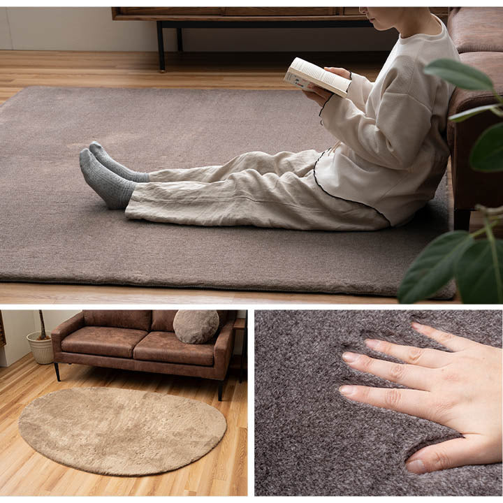 ラグ おしゃれ 正方形 ふわふわ 冬 フェイクファー 無地 ココアブラウン 約180×180cm ココアブラウン ミルキーベージュ セピアブラウン ihk-1281280311203の画像