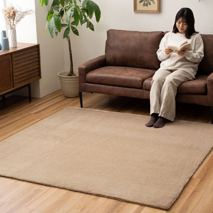 ラグ おしゃれ 長方形 ふわふわ 冬 フェイクファー 無地 ココアブラウン 約200×240cm ココアブラウン ミルキーベージュ セピアブラウン ihk-1281280311303の画像