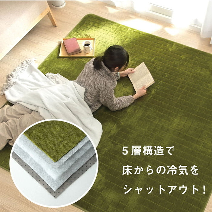 ラグ 滑りにくい 暖かい 保温 蓄熱 断熱 アルミ 無地 約200×240cm ホットカーペット対応 ベージュ ブラウン グリーン グレー ネイビー ihk-1292641026401の画像