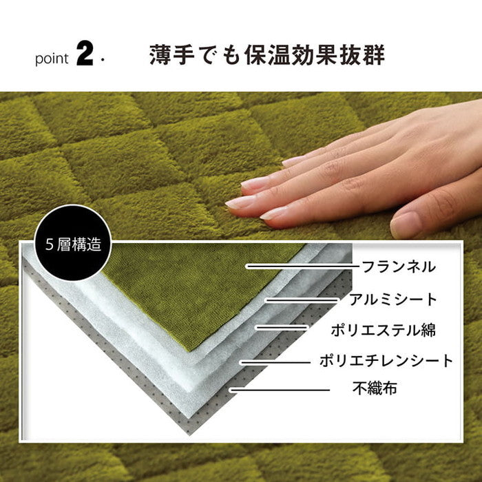 ラグ 滑りにくい 暖かい 保温 蓄熱 断熱 アルミ 無地 約200×240cm ホットカーペット対応 ベージュ ブラウン グリーン グレー ネイビー ihk-1292641026401の画像