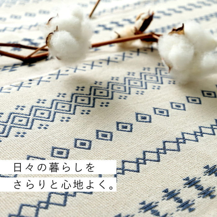 ラグ カーペット 長方形 インド綿 吸湿性 シンプル ナチュラル 幾何学 ボーダー タッセル付き コンパクト ホットカーペット対応 床暖房対応 オールシーズン 約3畳 約180×230cm ブルー グレー ihk-1293950048402の画像