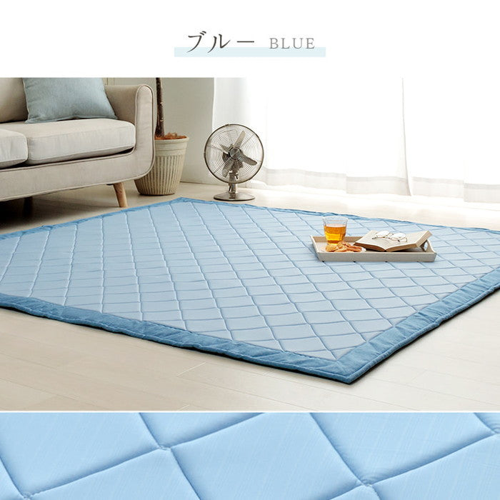 ラグ カーペット 長方形 冷たい 冷感 ひんやり 手洗い ウレタン キルト加工 滑り止め加工 無地 約3畳 約180×240cm ブルー グレー ihk-1294230045101の画像