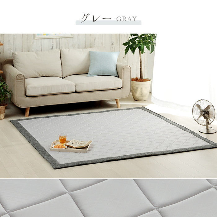ラグ カーペット 長方形 冷たい 冷感 ひんやり 手洗い ウレタン キルト加工 滑り止め加工 無地 約3畳 約180×240cm ブルー グレー ihk-1294230045101の画像