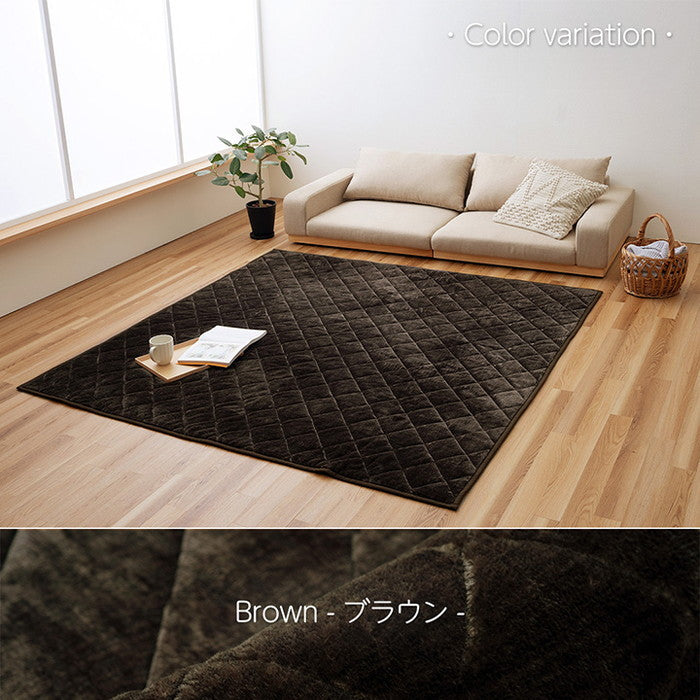 ラグ カーペット フランネル 無地 無地調 キルトラグ 洗える ホットカバー対応 こたつ敷 床暖房 長方形 約200×240cm ブラウン グレー ihk-1295211066401の画像