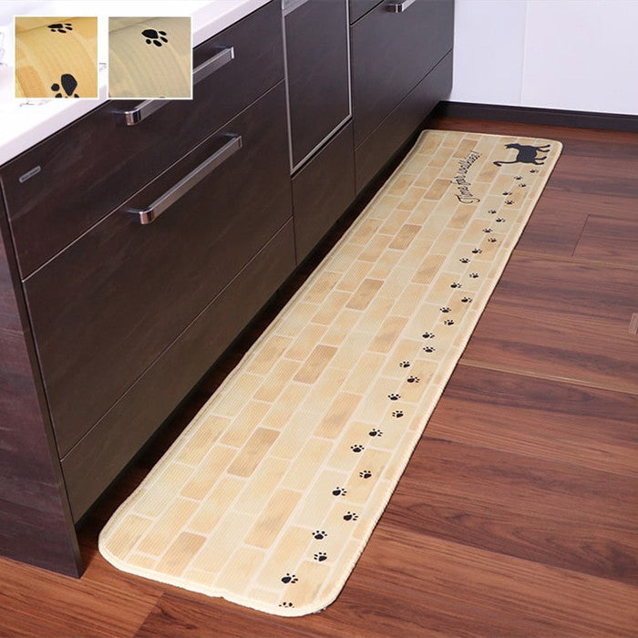 キッチンマット お手入れ簡単 ふんわり 滑りにくい 断熱性 フェミニン柄 約50×120cm ナチュレ ベーカリー ミーニャベージュ ミーニャグレー ihk-1301100010901の画像