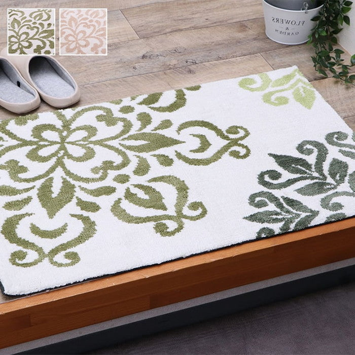 玄関マット マイクロファイバー 北欧調 ニール 約45×75cm 滑りにくい加工 グリーン オレンジ ihk-1310440124901の画像