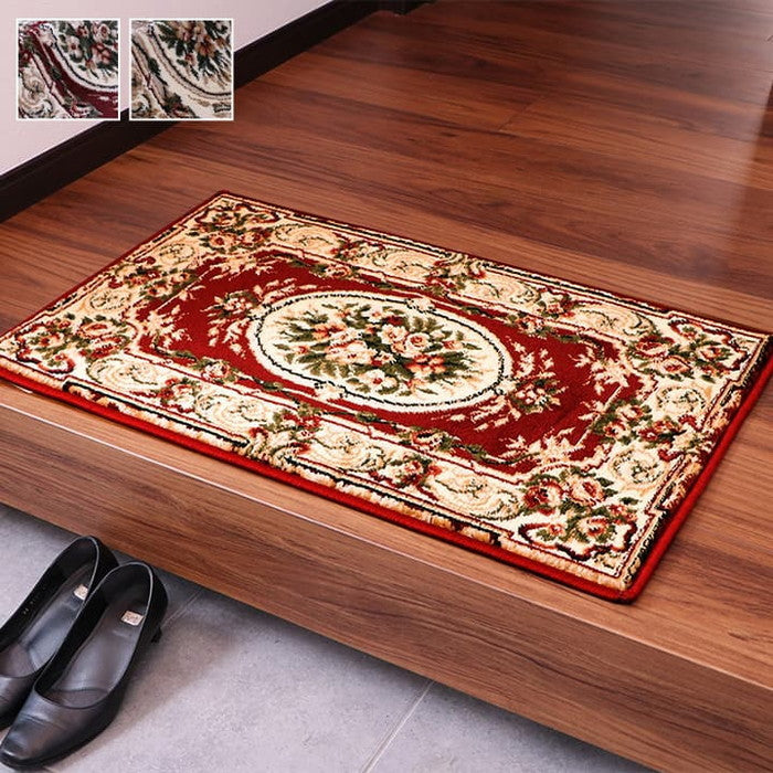 ウクライナ製 ウィルトン織り 玄関マット ミリオット 約50×80cm ベージュ ワイン ihk-1310710021701の画像