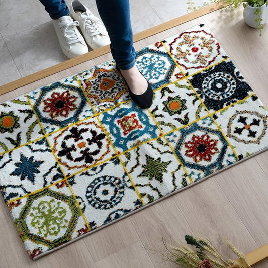 玄関マット トルコ製 ウィルトン織り 約50×80cm 抗菌防臭 消臭機能 へたりにくい ihk-1310960011701の画像