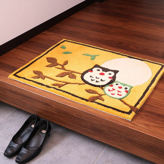玄関マット へたりにくい 弾力性 約50×70cm ふくろう フクロウ 抗菌防臭 ihk-1311170017101の画像