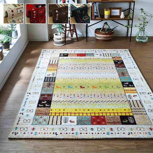 トルコ製 ウィルトン織り カーペット 長方形 ギャッペ調ラグ 約200×250ｃｍ ブラウン アイボリー ネイビー レッド ihk-1320370060601の画像