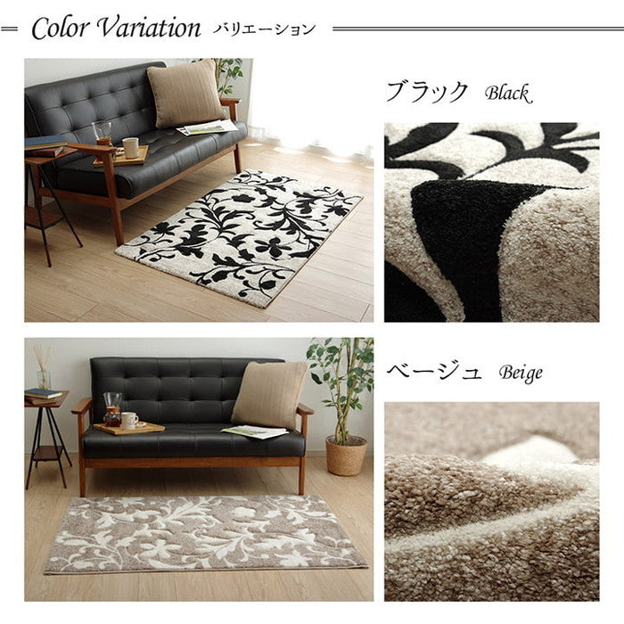 カーペット ラグ マット トルコ ウィルトン 織り カービング 約80×140cm 抗菌防臭 消臭 へたりにくい エレガント ベージュ ブラウン グラック グレー ihk-1320890020101の画像