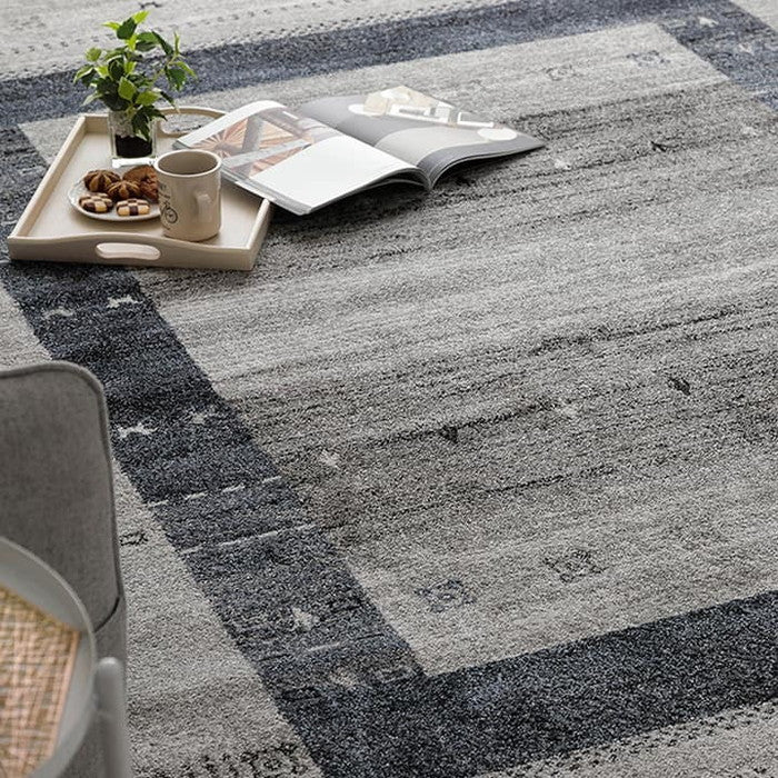 トルコ製 ウィルトン織り カーペット ラグ 絨毯 長方形 ギャッベ柄 約200×250cm ベージュ グレー ihk-1321490020601の画像