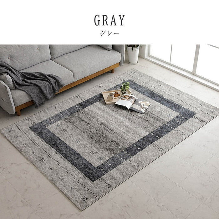 トルコ製 ウィルトン織り カーペット ラグ 絨毯 長方形 ギャッベ柄 約200×250cm ベージュ グレー ihk-1321490020601の画像