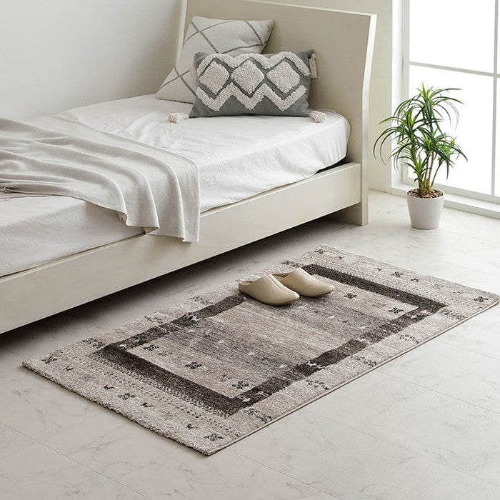 トルコ製 ウィルトン織り カーペット ラグ 絨毯 長方形 ギャッベ柄 約200×250cm ベージュ グレー ihk-1321490020601の画像