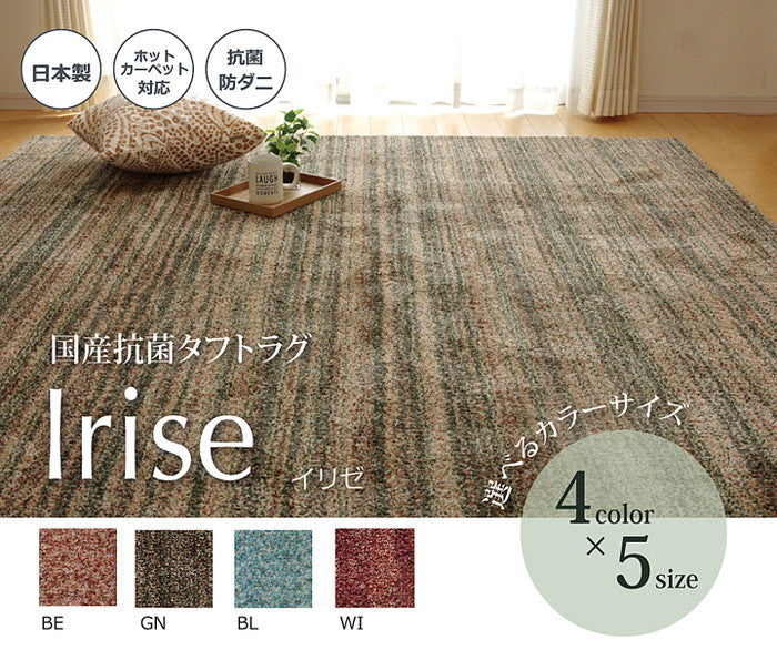 ラグ カーペット 3畳 抗菌 防臭 防ダニ タフト 国産 ミックスカラー イリゼ 約190×240cm ベージュ ブルー グリーン ワイン ihk-1340630022003の画像