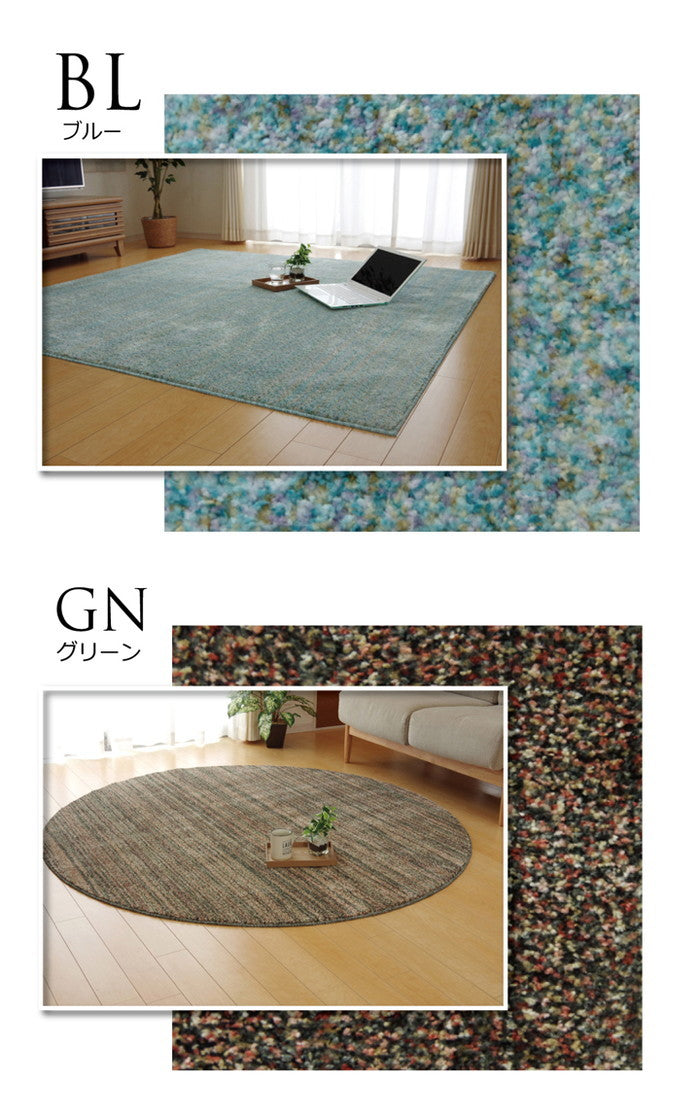 ラグ カーペット 3畳 抗菌 防臭 防ダニ タフト 国産 ミックスカラー イリゼ 約190×240cm ベージュ ブルー グリーン ワイン ihk-1340630022003の画像