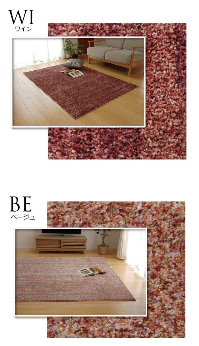 ラグ カーペット 3畳 抗菌 防臭 防ダニ タフト 国産 ミックスカラー イリゼ 約190×240cm ベージュ ブルー グリーン ワイン ihk-1340630022003の画像
