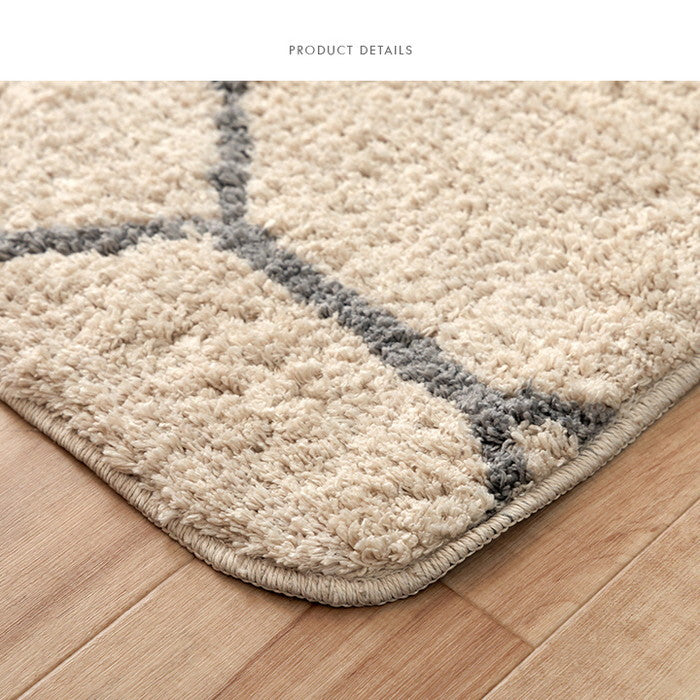 カーペット ふんわりラグ ボリュームタイプ ウォッシャブル 幾何柄 約190×240cm アイボリー ihk-1340970142003の画像