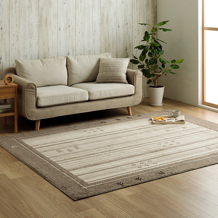 カーペット 抗菌ラグ 消臭ラグ 抗ウイルス ホットカーペット対応 ダイニング ラグ 長方形 ギャベ柄 約190×240cm ブラウン グレー ihk-1341440062003の画像