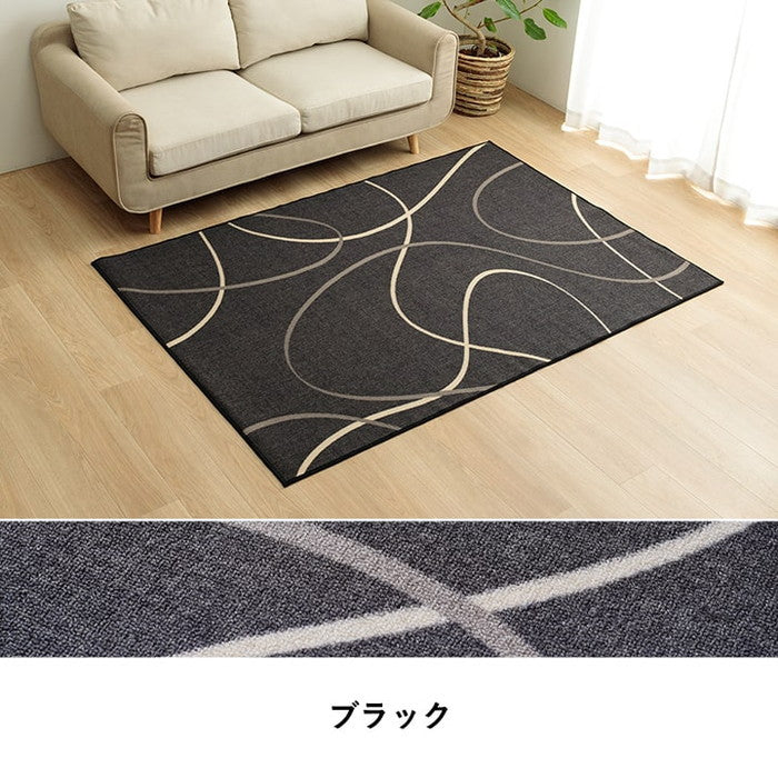 デスクカーペット キッズルームマット デスクワークマット モダン柄 撥水 約110×133cm ブラック ダークグリーン ihk-1341480030503の画像