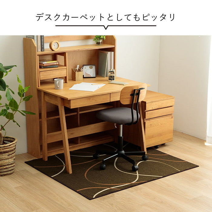 デスクカーペット キッズルームマット デスクワークマット モダン柄 撥水 約110×133cm ブラック ダークグリーン ihk-1341480030503の画像