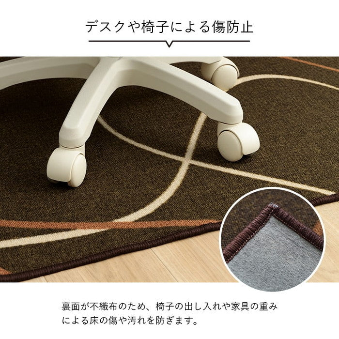 デスクカーペット キッズルームマット デスクワークマット モダン柄 撥水 約110×133cm ブラック ダークグリーン ihk-1341480030503の画像
