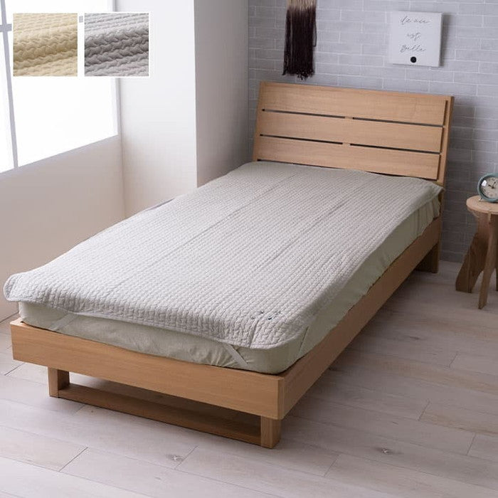 寝具 敷バッド 綿 100％ イブル 洗える ギフト シングル 約100×200cm グレー アイボリー ihk-1380000000448の画像