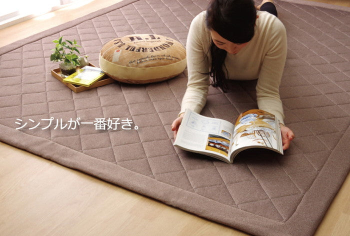 ラグ カーペット デニム調 ニットキルトラグ アルバ2IT 約145×175cm 長方形 コンパクトラグ グレー ブラウン ブルー ihk-1380000001148の画像