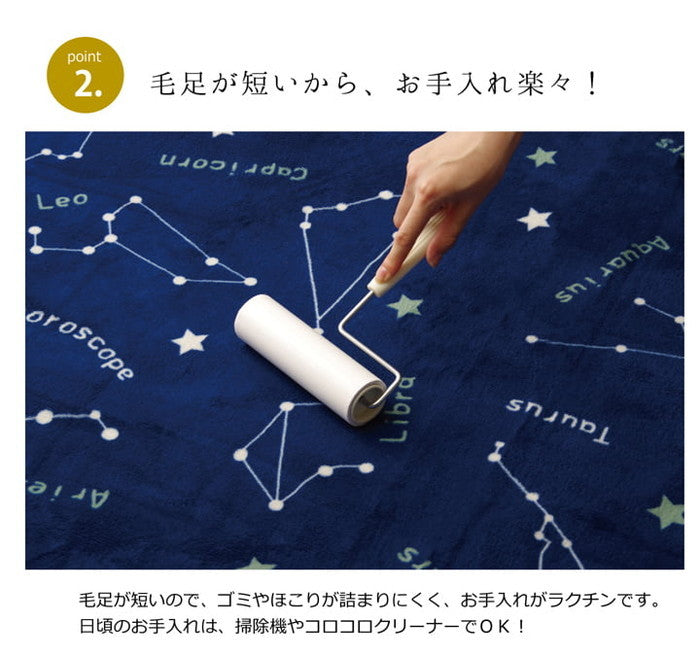 抗菌・防臭 ウォッシャブル フランネル ホットカーペットカバー WSミリオン RUG」 約200×250cm ネイビー グレー ihk-1380000001488の画像