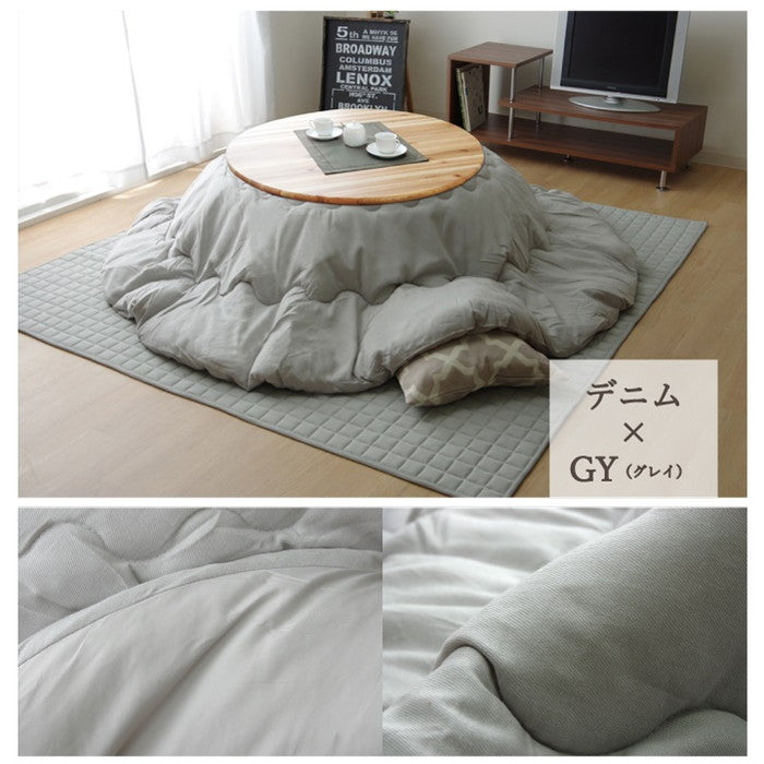 こたつ布団 だ円 楕円 掛け単品 デニム 先染めデニムIT 約185×225cm楕円 厚掛けタイプ ブラック カーキ グレー ネイビー ihk-1380000002487の画像