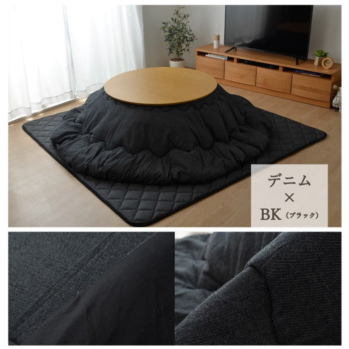 こたつ布団 だ円 楕円 掛け単品 デニム 先染めデニムIT 約185×225cm楕円 厚掛けタイプ ブラック カーキ グレー ネイビー ihk-1380000002487の画像