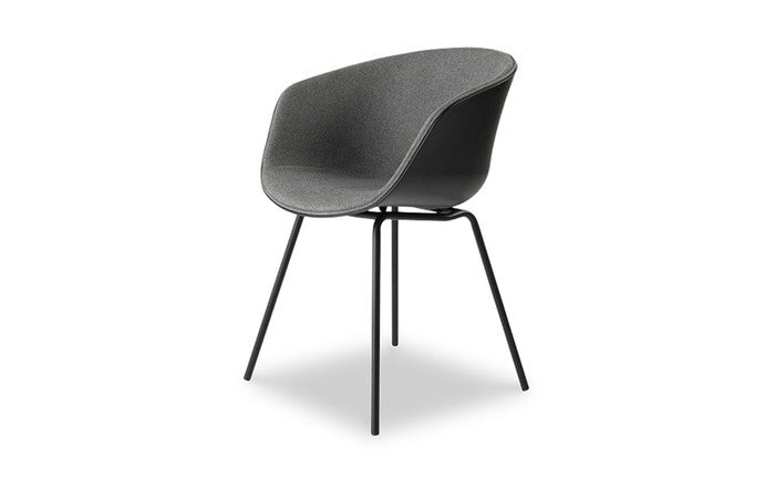 モーブ ダイニング チェア スチールレッグ ハーフカバー MAUVE Dining Chair SteelLeg HalfCover シェル 白 黒 内側 ファブリック 3年保証付 デザイナーズ ジェネリック家具 リプロダクト inv-665h-qeの画像