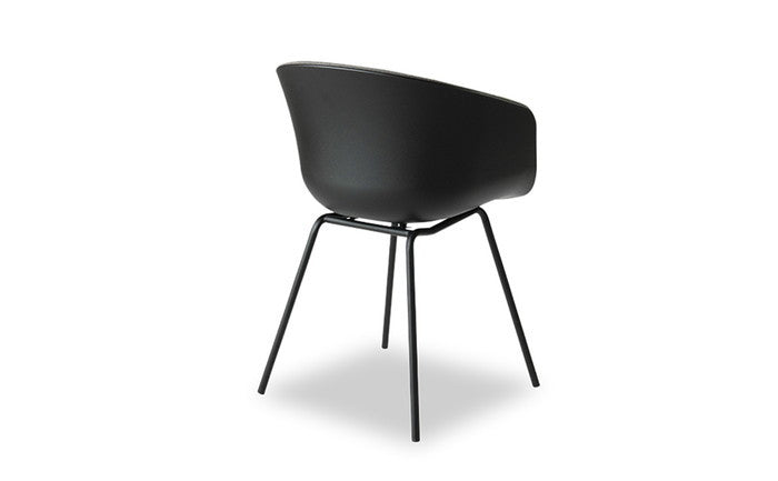 モーブ ダイニング チェア スチールレッグ ハーフカバー MAUVE Dining Chair SteelLeg HalfCover シェル 白 黒 内側 ファブリック 3年保証付 デザイナーズ ジェネリック家具 リプロダクト inv-665h-qeの画像