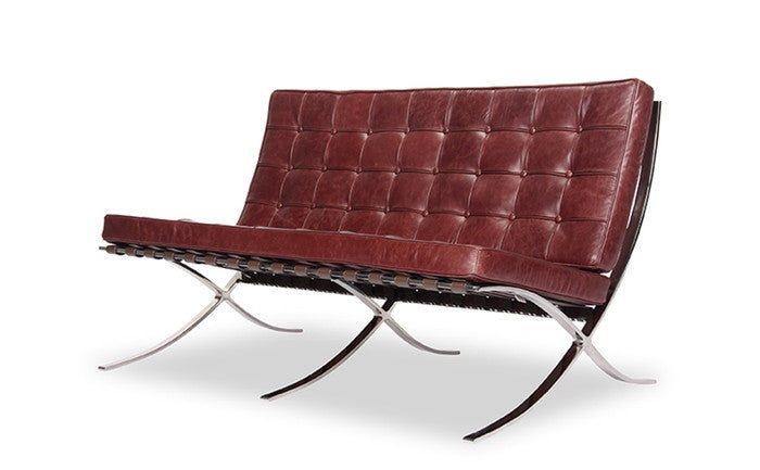 ミース・ファン・デル・ローエ バルセロナ チェア 2P BARCELONA Chair 2P オイルドレザー 本革 3年保証付 デザイナーズ ジェネリック家具 リプロダクト inv-8006bl-oilの画像