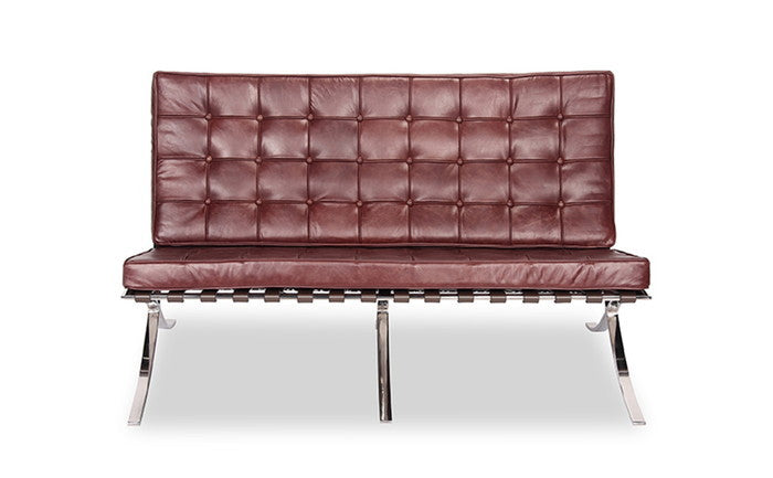 ミース・ファン・デル・ローエ バルセロナ チェア 2P BARCELONA Chair 2P オイルドレザー 本革 3年保証付 デザイナーズ ジェネリック家具 リプロダクト inv-8006bl-oilの画像