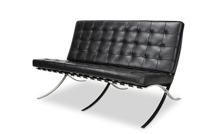 ミース・ファン・デル・ローエ バルセロナ チェア 2P BARCELONA Chair 2P オイルドレザー 本革 3年保証付 デザイナーズ ジェネリック家具 リプロダクト inv-8006bl-oilの画像